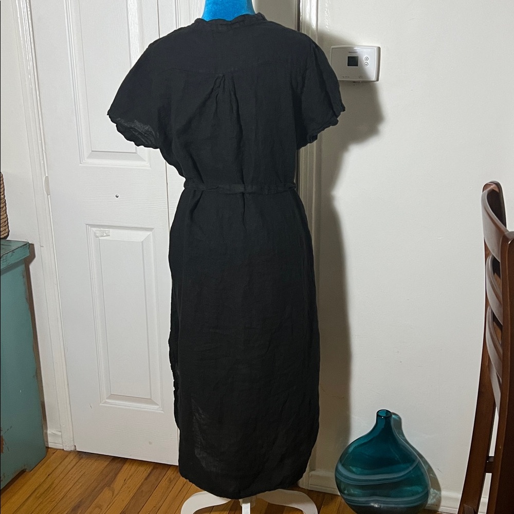 Marche Linen Button Down Dress Black Women’s Medium - Picture 4 of 8